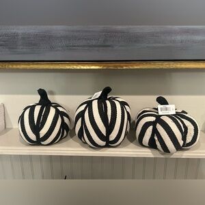 New Set of 3 black white knit pumpkins